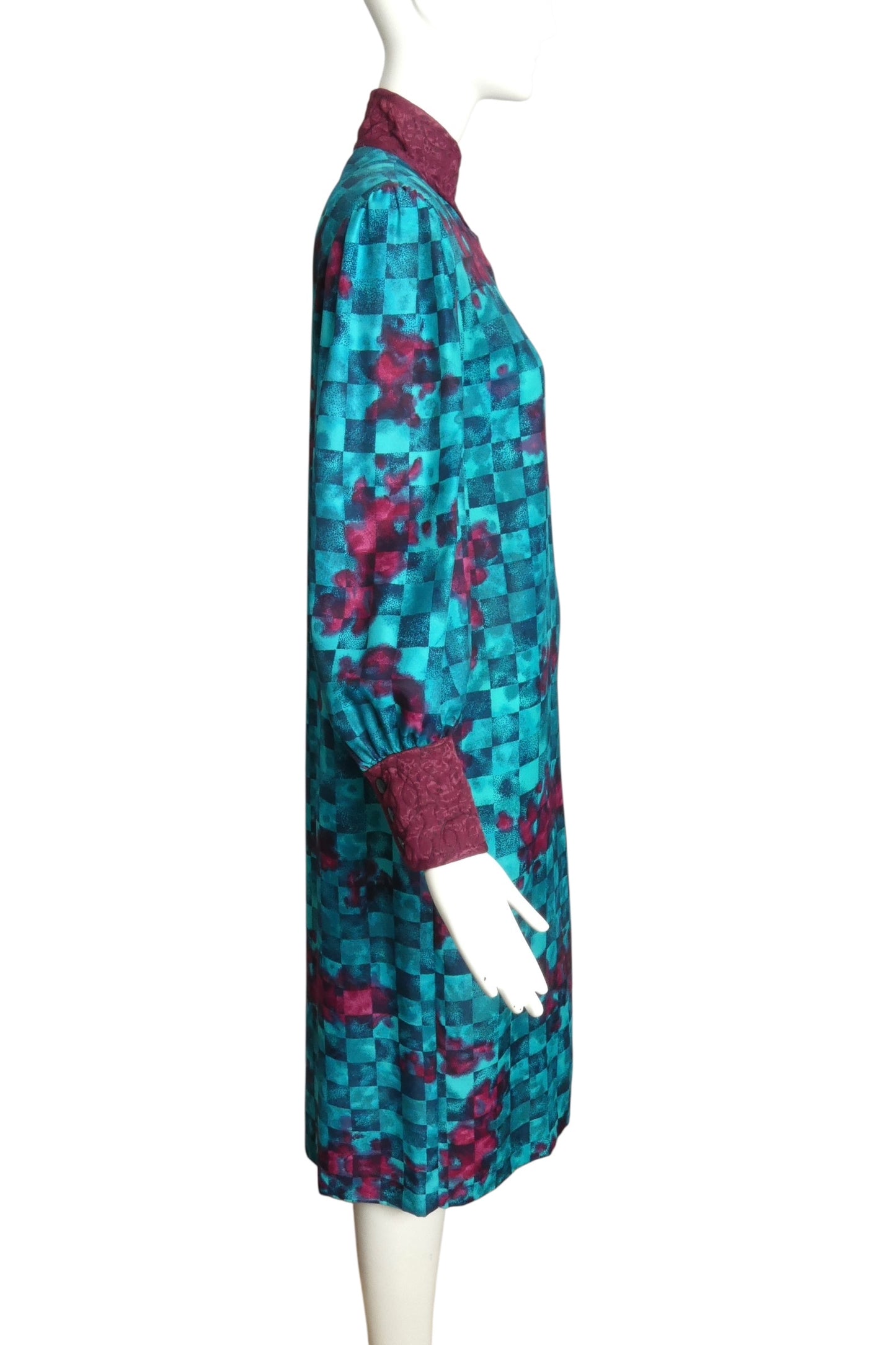 JEANNE MARC- 1980s Multi Color Jacquard Rayon Dress, Size 8