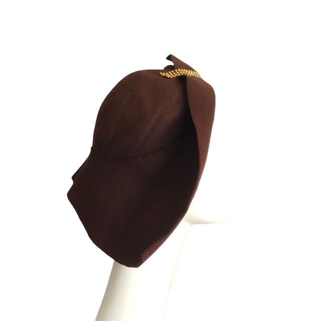 1930s Sculptured Brown Wool Felt Hat