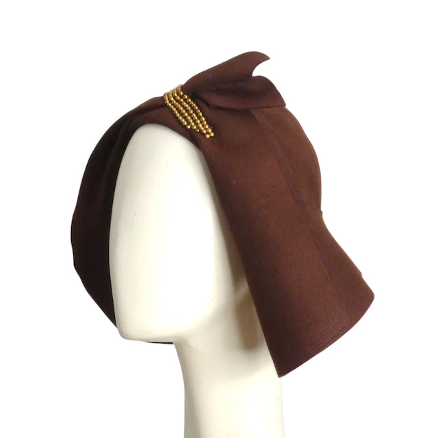 1930s Sculptured Brown Wool Felt Hat