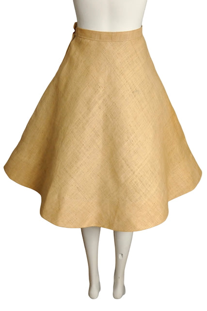 1950s Floral Straw Summer Skirt, Size 2