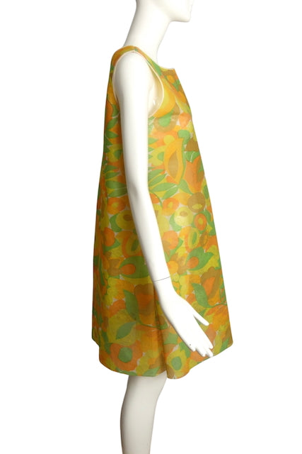 1960s Disposable Floral Paper Dress, Size 6