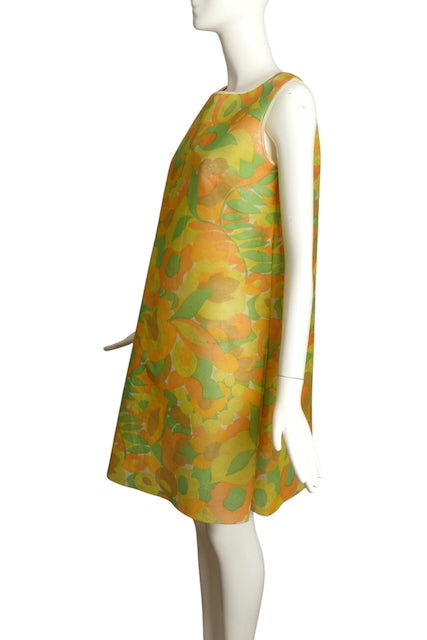 1960s Disposable Floral Paper Dress, Size 6