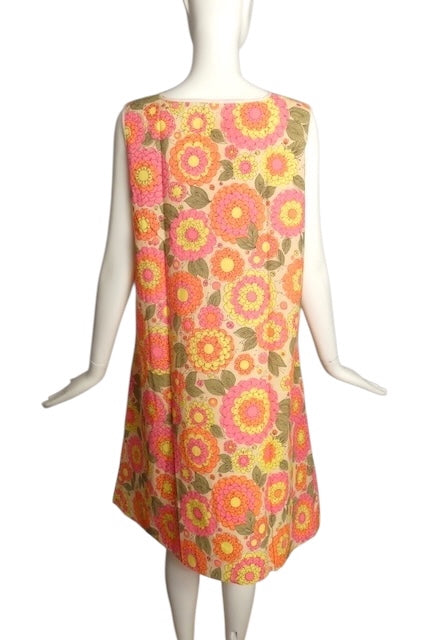1960s Floral Paper Dress, Size 8