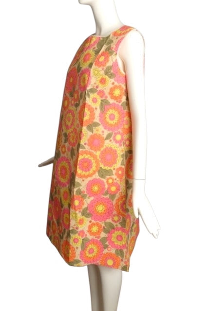 1960s Floral Paper Dress, Size 8