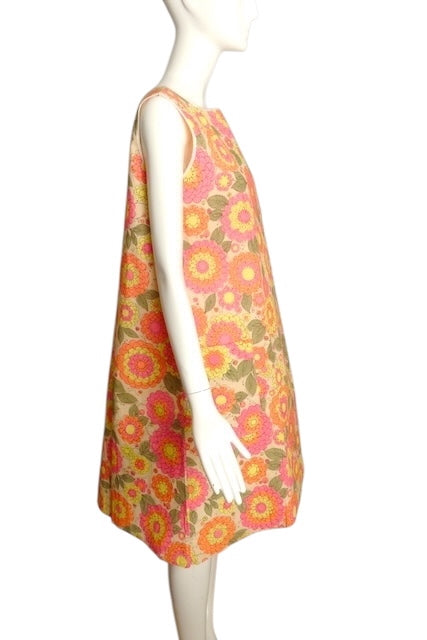 1960s Floral Paper Dress, Size 8