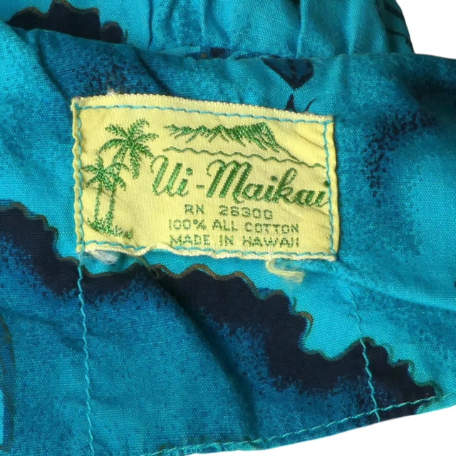 1960s Cotton Hawaiian Islands Print Dress, Size 8