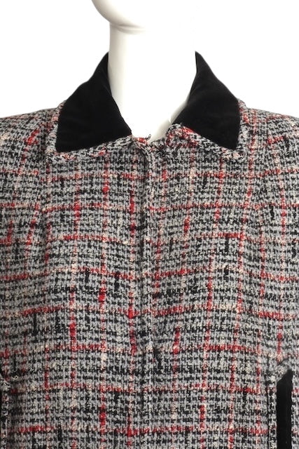 1940s Wool Tweed & Velvet Cape, Size S/M
