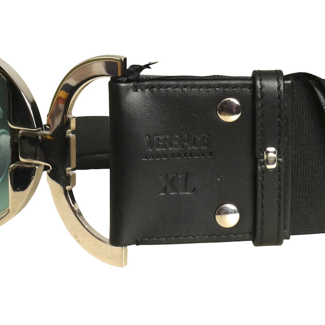 VERSACE- NWT 2024 Black Elastic & Metal Belt, Size XL