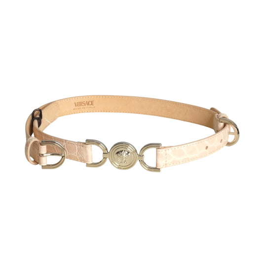 VERSACE- NWT Pink Embossed Leather Belt, Waist 26