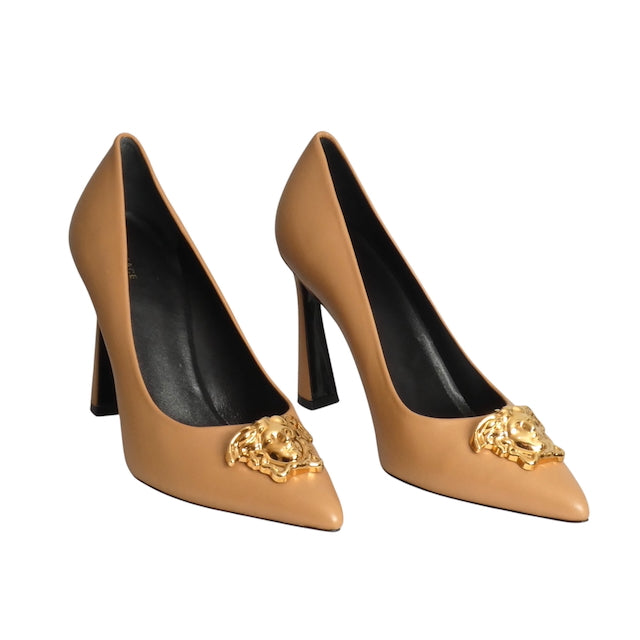 VERSACE- NIB Beige Leather Medusa Head Pumps, Multiple Sizes Available