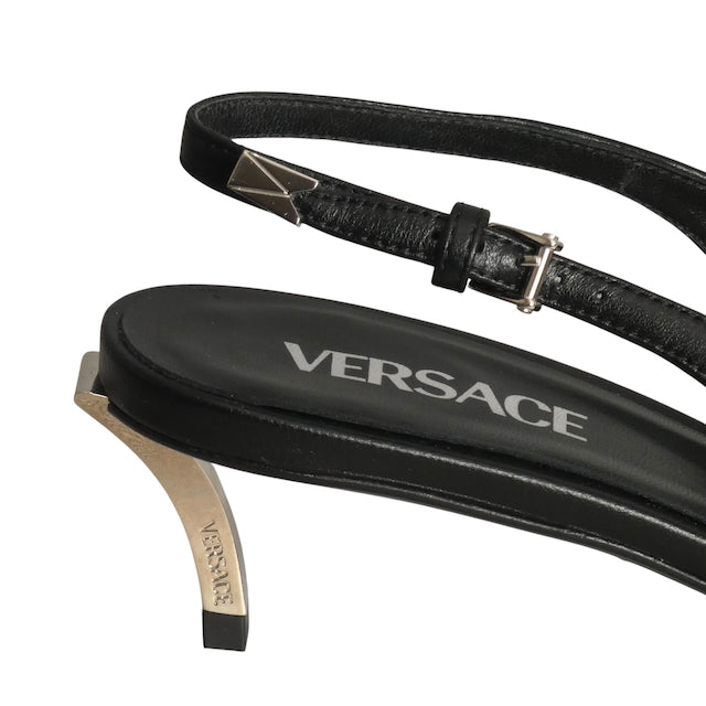 VERSACE- NIB Black Leather Sling Back Pumps, Size 40