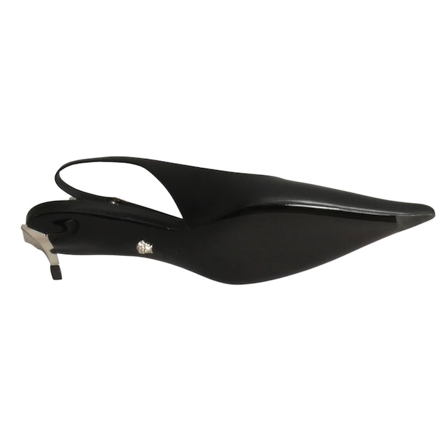 VERSACE- NIB Black Leather Sling Back Pumps, Size 40