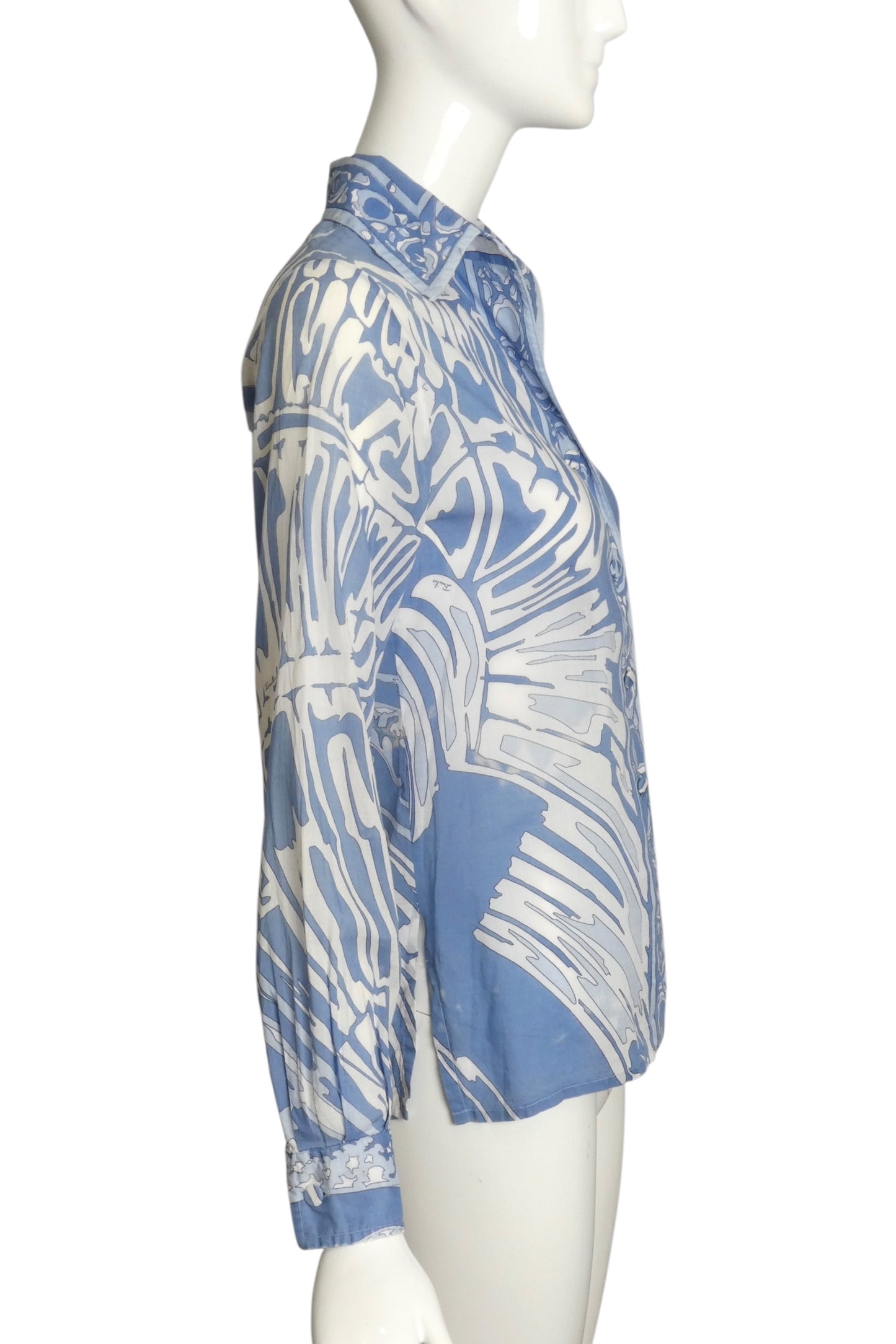 EMILIO PUCCI-1960s Printed Cotton Batiste Blouse, Size 4