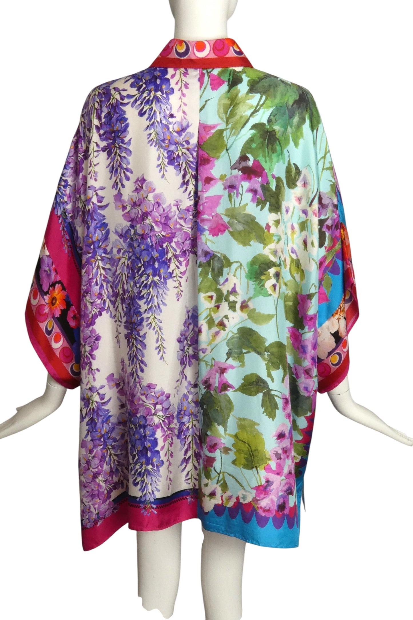 DOLCE & GABBANA- Oversized Floral Silk S/S Blouse, Size 8