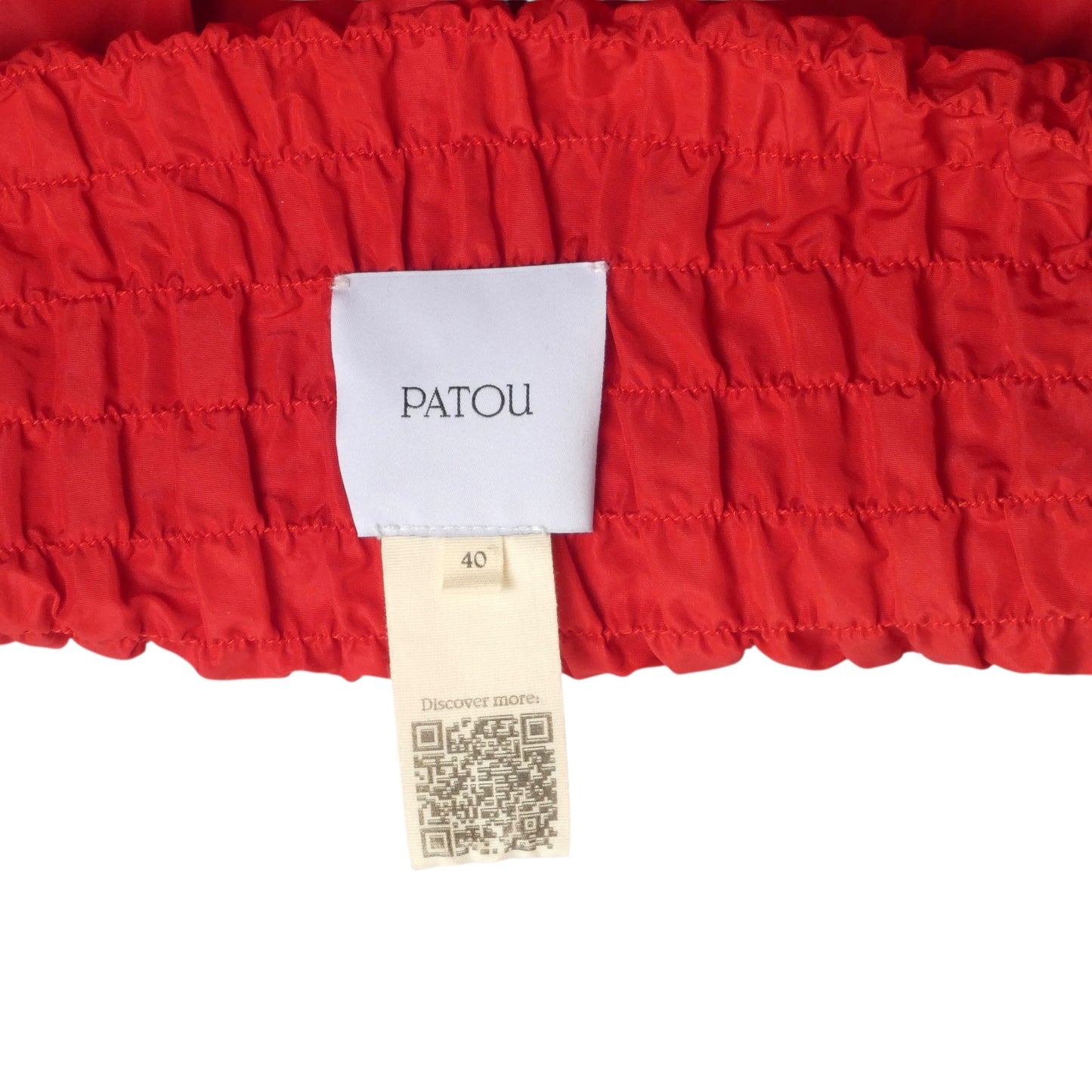 PATOU- 2023 Red Taffeta Puffed Sleeve Dress, Size 10