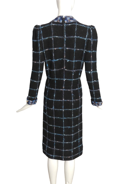 ADOLFO- 1970s Knit & Silk Dress, Size 8