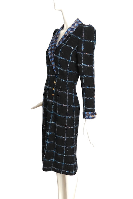 ADOLFO- 1970s Knit & Silk Dress, Size 8