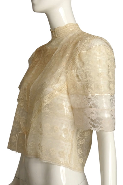 1980s Ivory Lace Blouse, Size 6