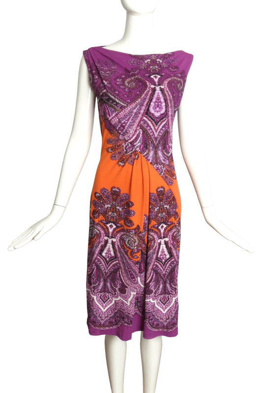 ROBERTO CAVALLI- Multi Color Printed Jersey Dress, Size 6