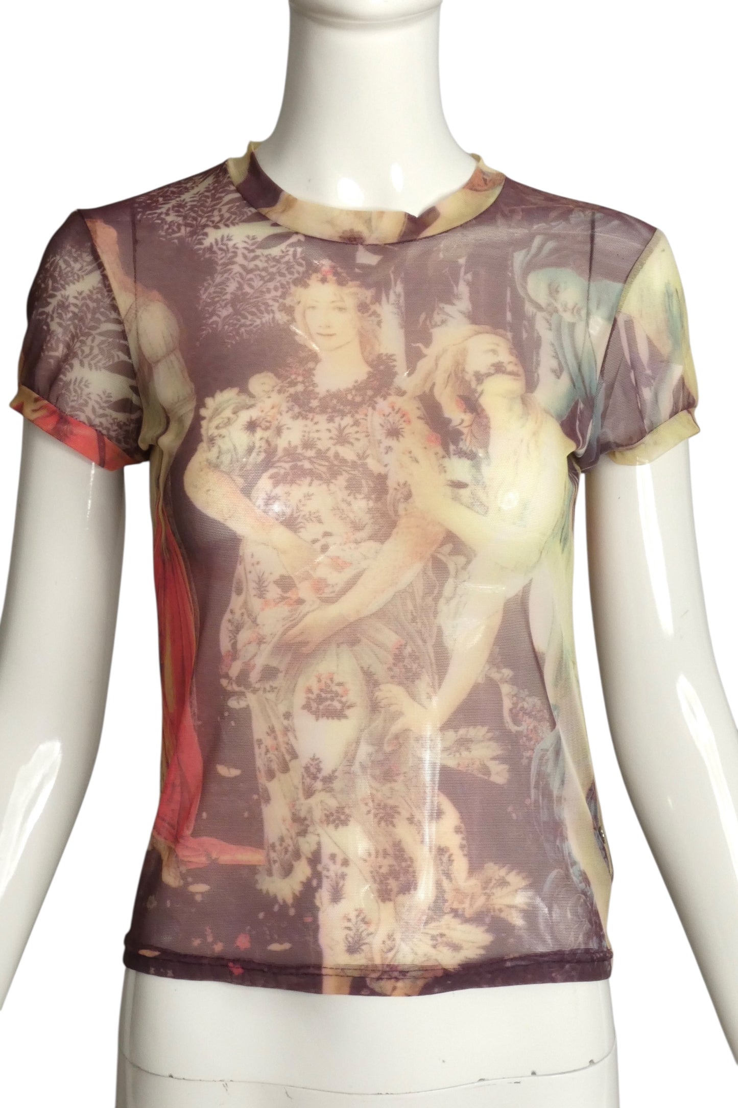 CASADEI- 1990s Printed Mesh Top, Size 4