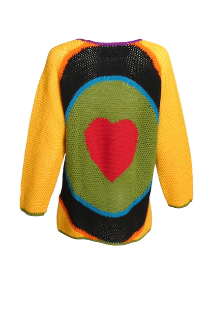CHEAP & CHIC MOSCHINO- 1990s Crochet Rainbow Sweater, Size 10