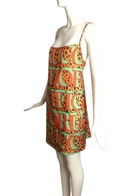 FIORUCCI- Multi Color Rayon Slip Dress, Size Large