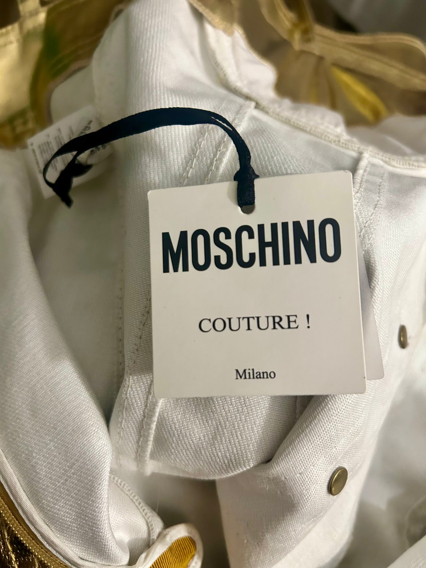 MOSCHINO COUTURE- NWT 2019 Gold Bustier Dress, Size 6