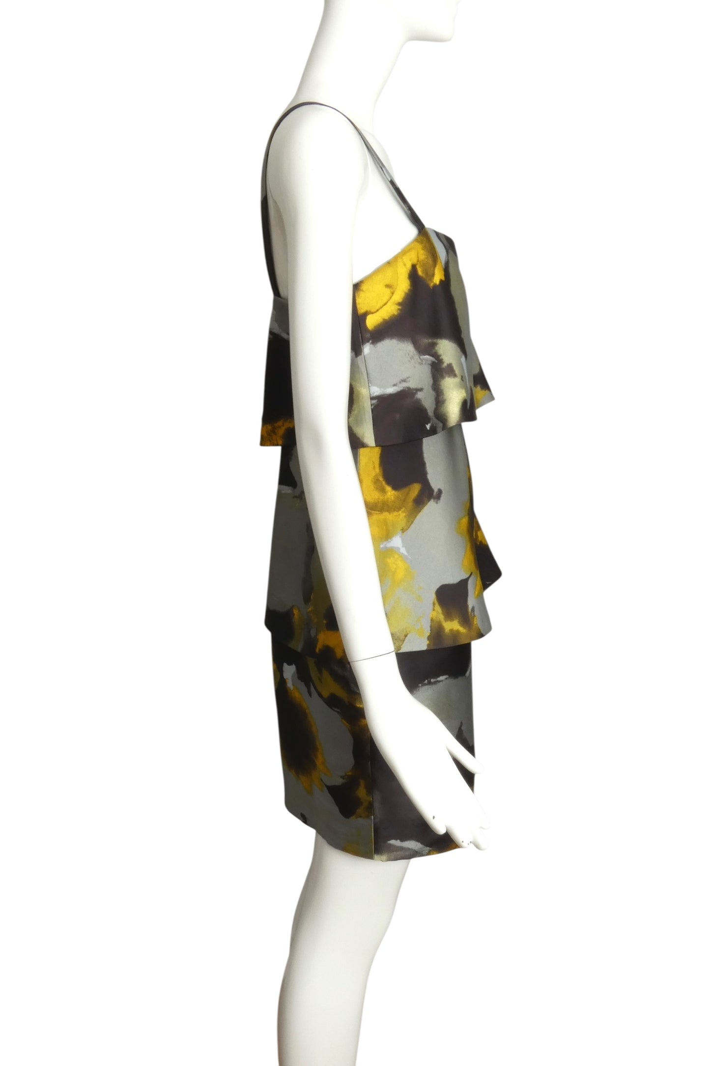 CHEAP & CHIC MOSCHINO- Printed Silk Tiered Dress, Size 10