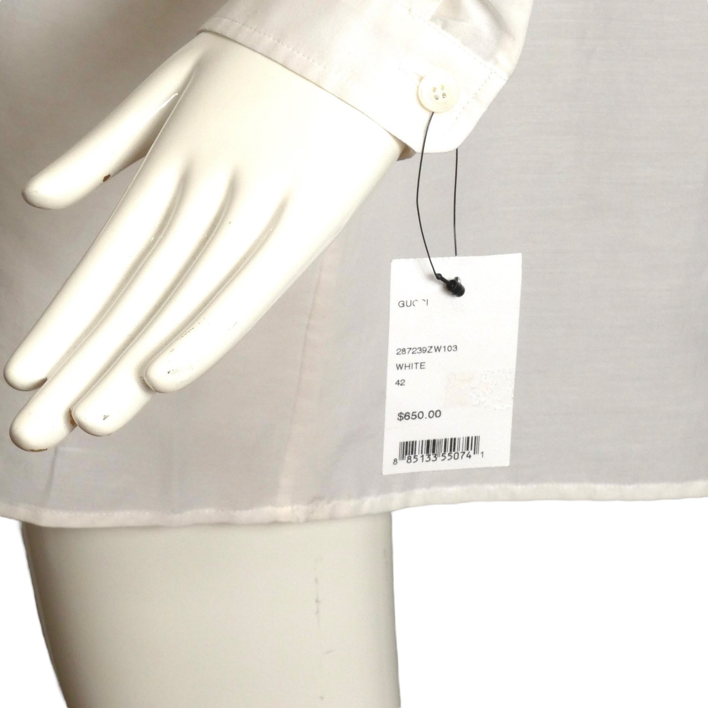 GUCCI- 2011 NWT White Cotton Batiste Shirt Dress, Size 8