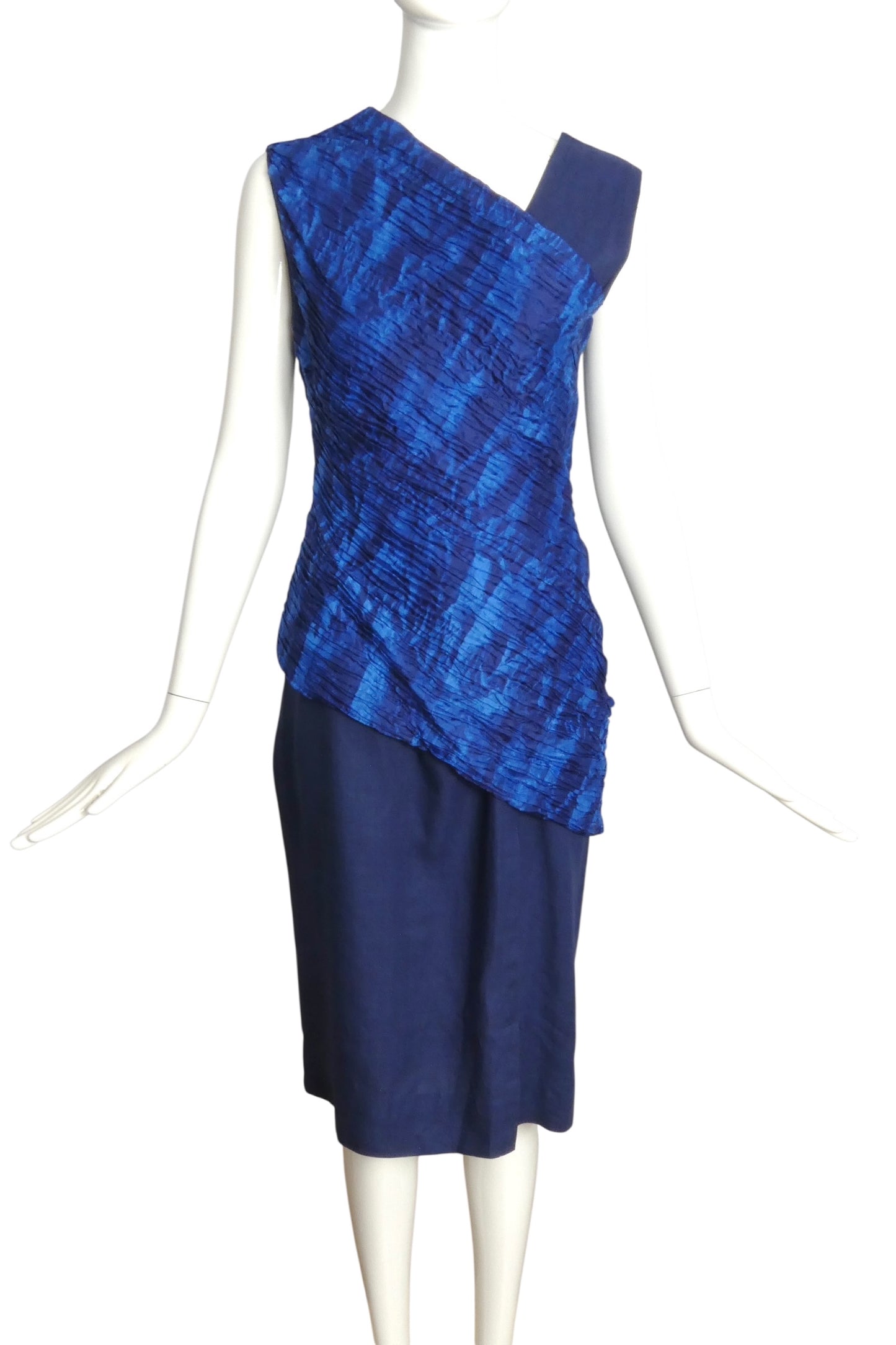 GIANNI VERSACE- 1986 Linen & Satin Dress, Size 4