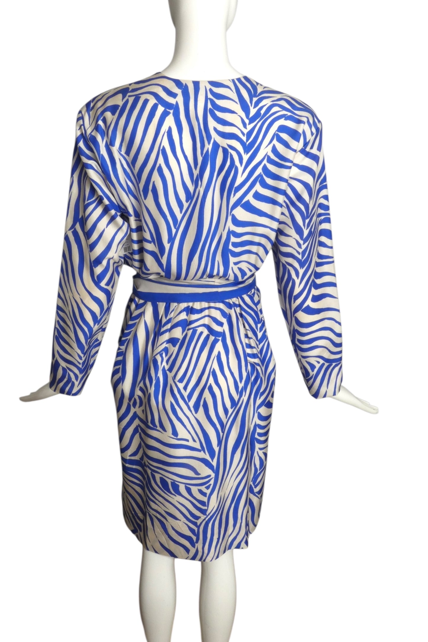 YVES SAINT LAURENT- 1989 Print Silk Wrap Dress, Size 10