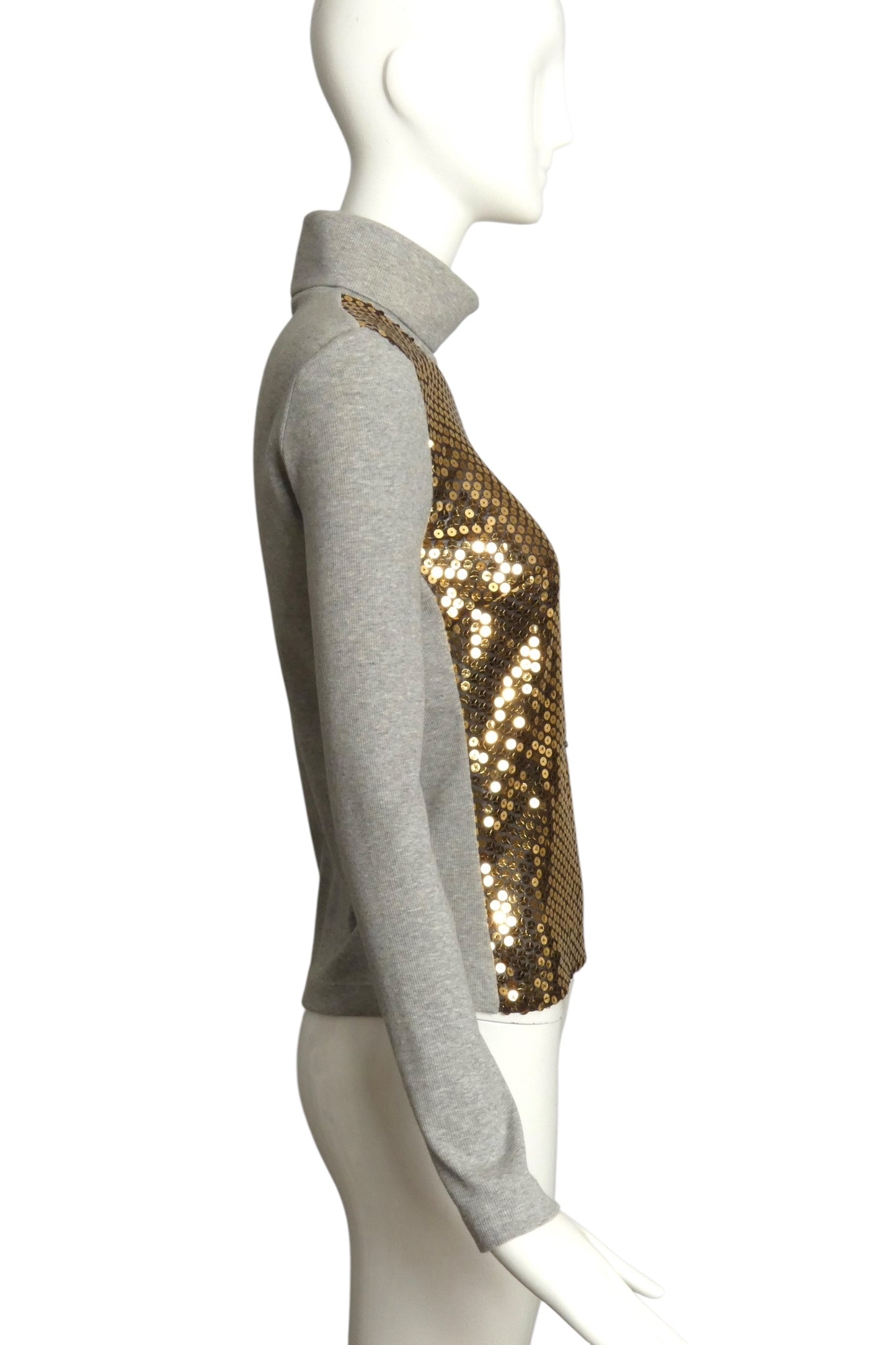 D&G- 1990s Sequin & Knit Turtleneck Sweater, Size XS