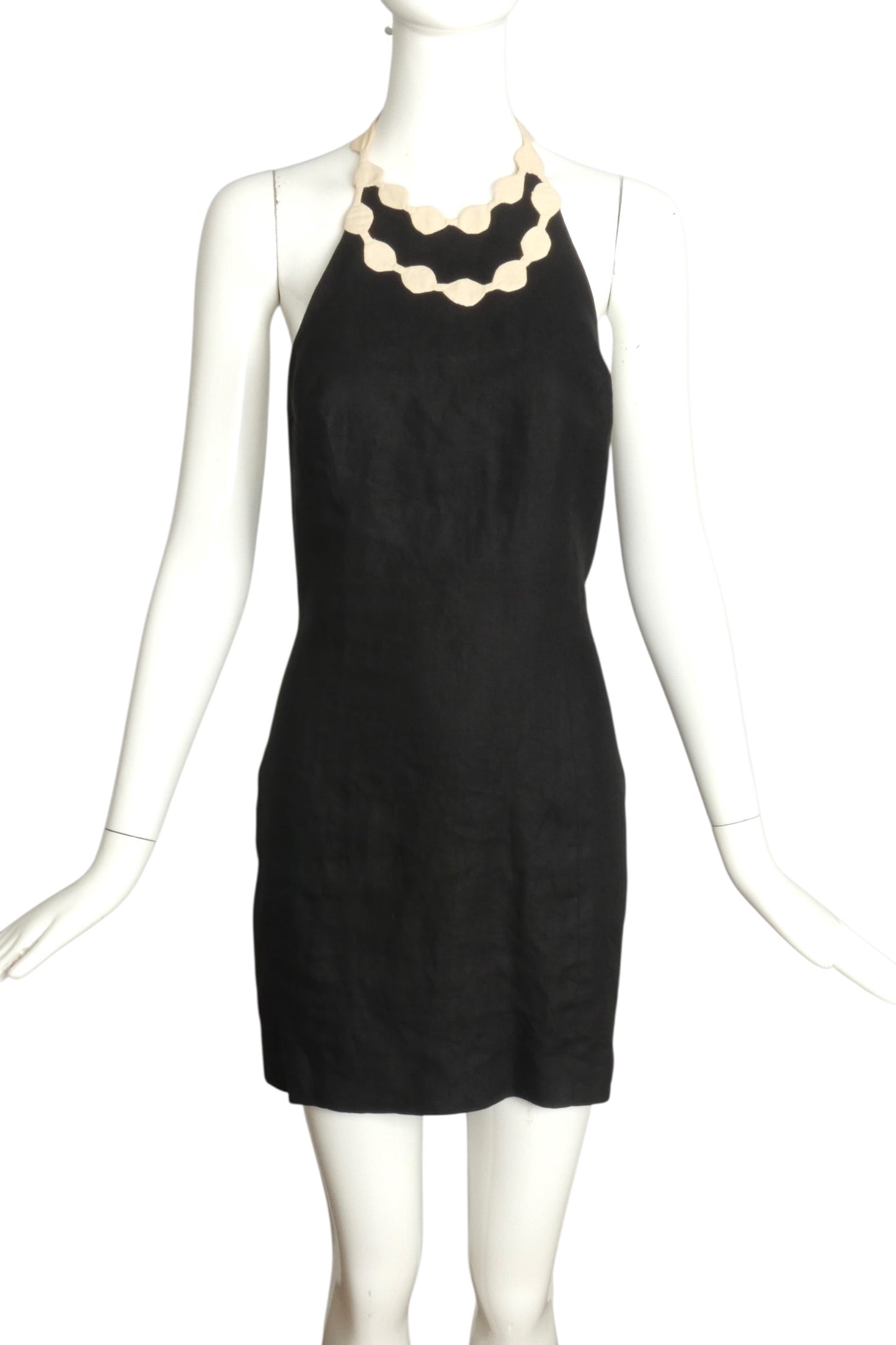 CHRISTIAN FRANCIS ROTH- 1992 Black Linen Halter Dress, Size 4