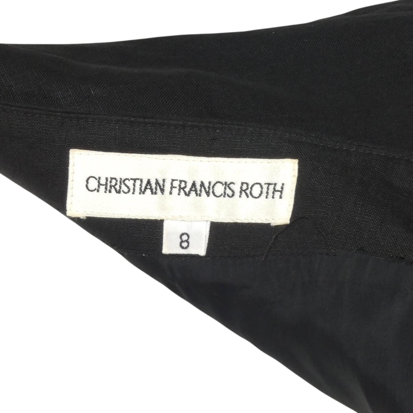 CHRISTIAN FRANCIS ROTH- 1992 Black Linen Halter Dress, Size 4