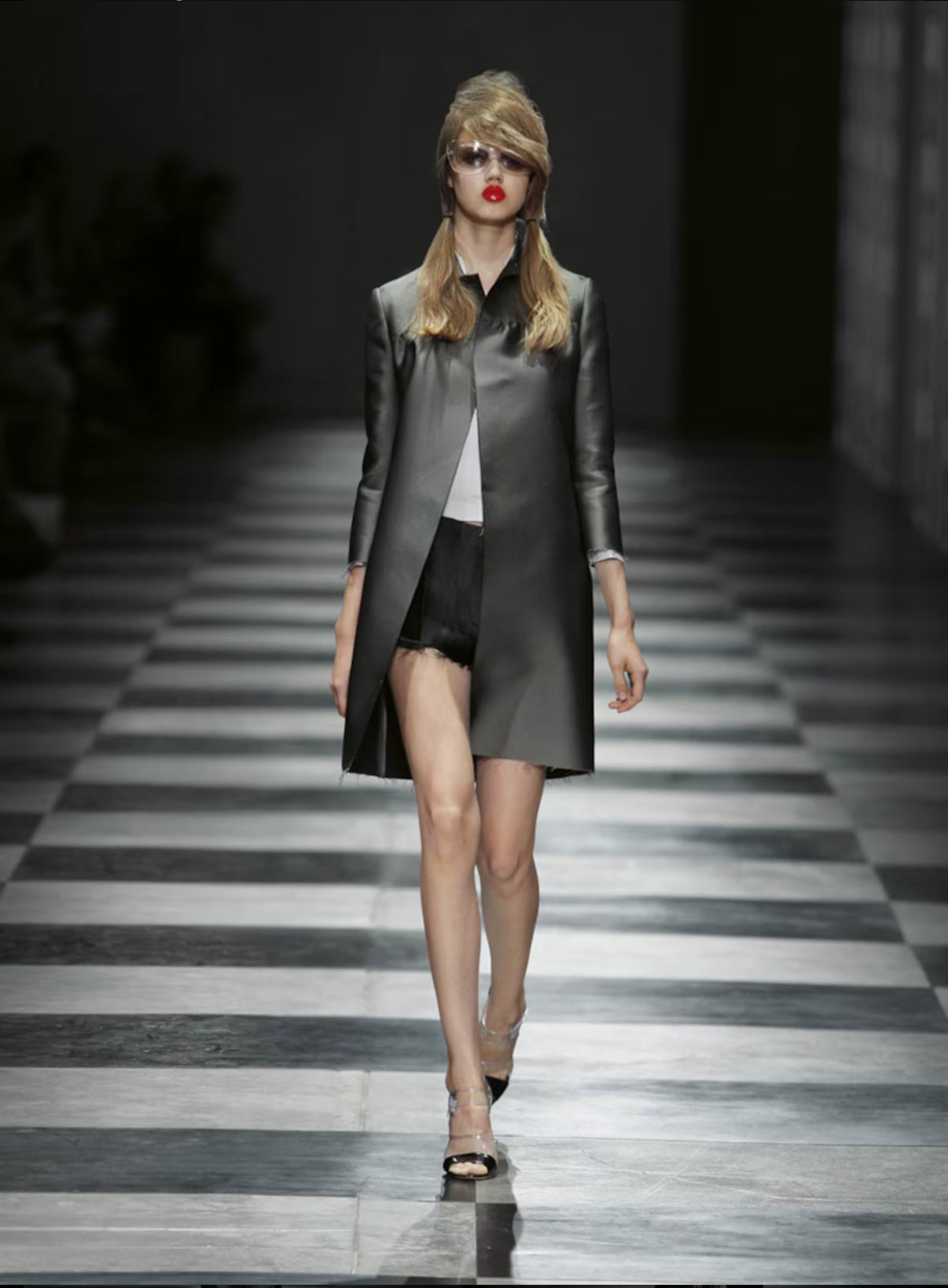 PRADA- 2010 Gray Satin Evening Coat, Size 4