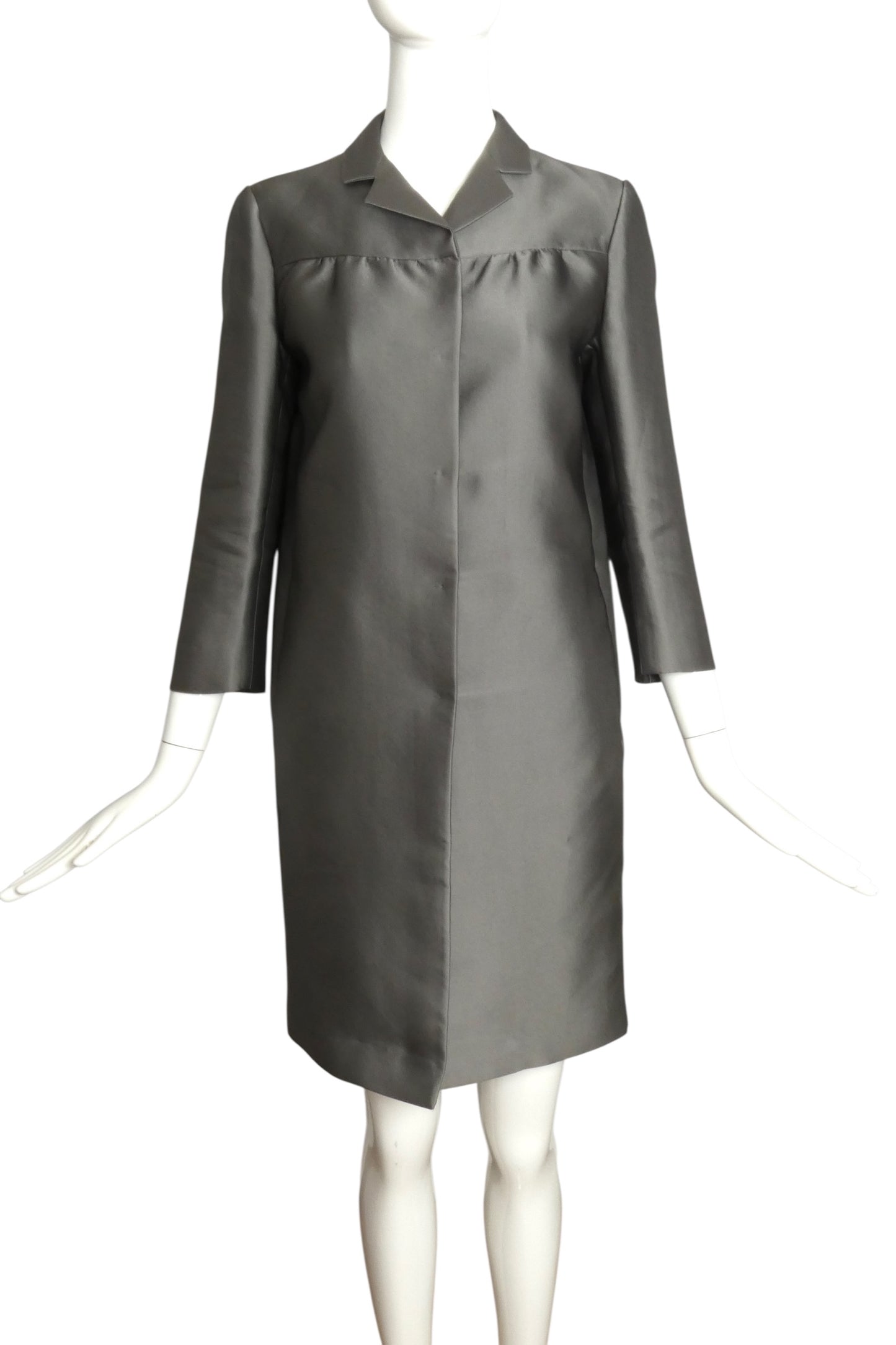 PRADA- 2010 Gray Satin Evening Coat, Size 4