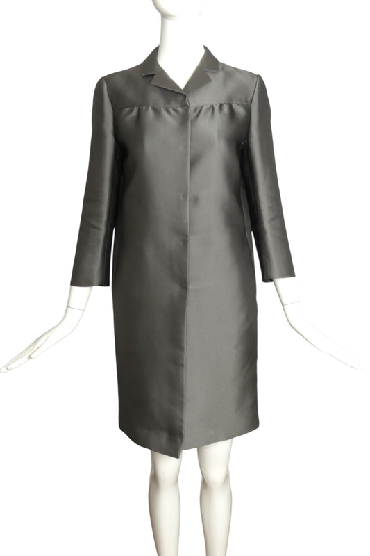 PRADA- 2010 Gray Satin Evening Coat, Size 4