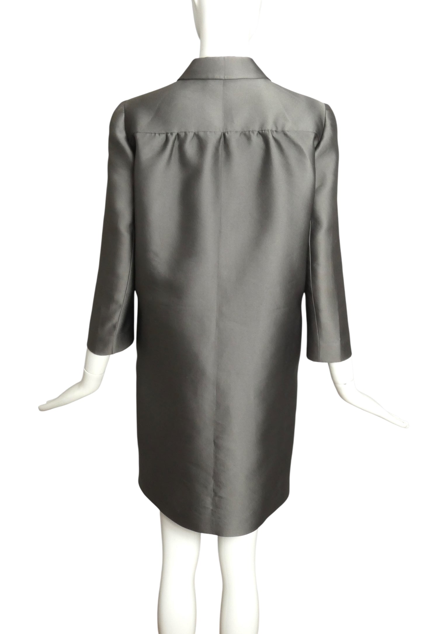 PRADA- 2010 Gray Satin Evening Coat, Size 4