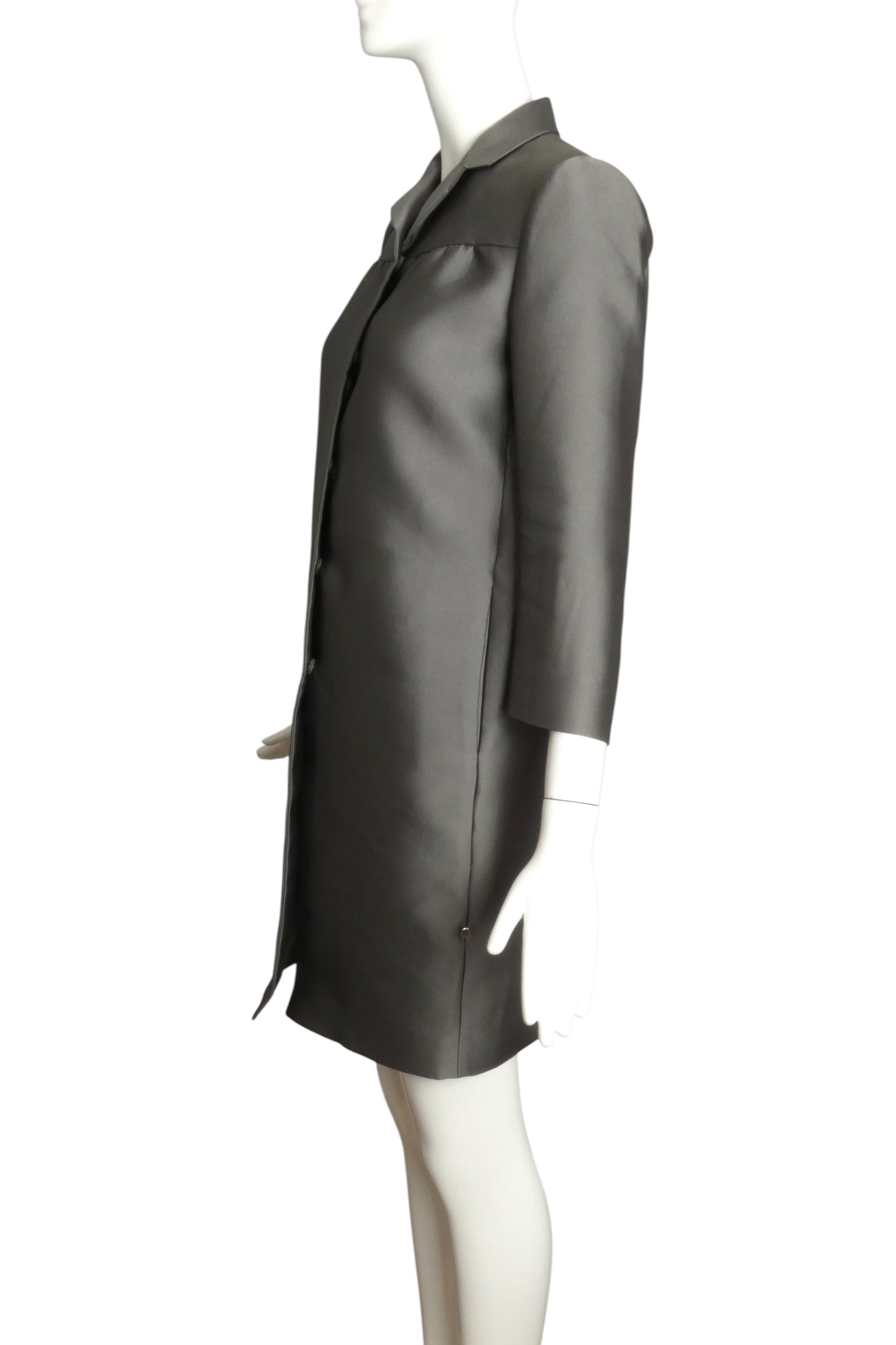 PRADA- 2010 Gray Satin Evening Coat, Size 4