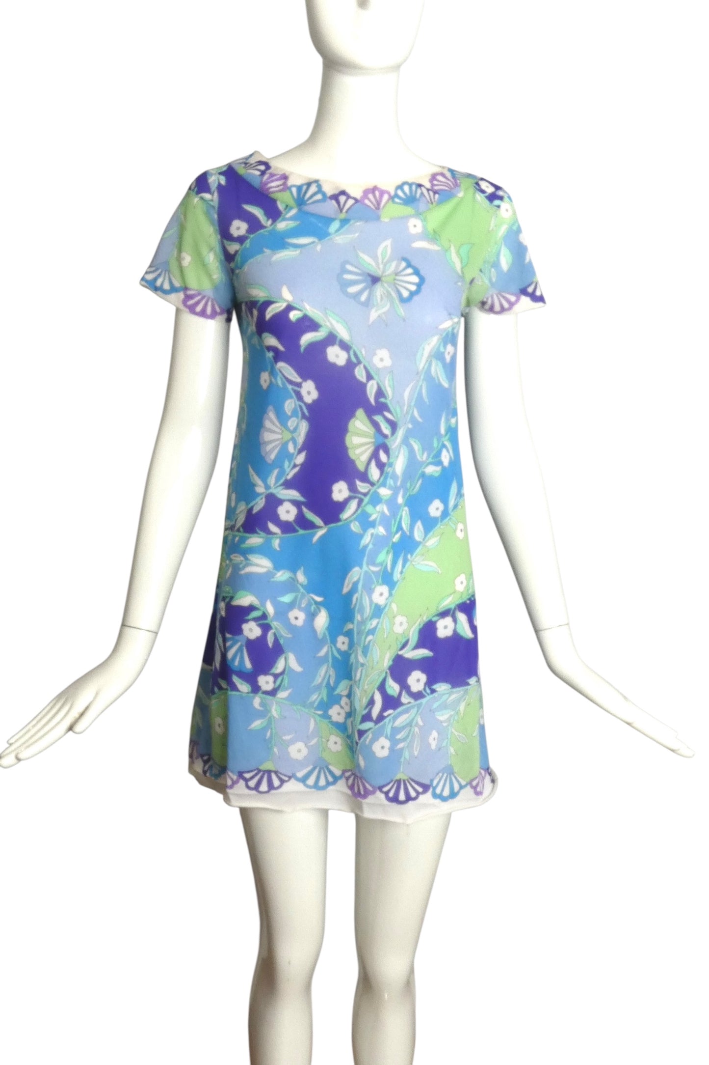 EMILIO PUCCI- 1960s Blue Printed Nylon Nightie, Size 2