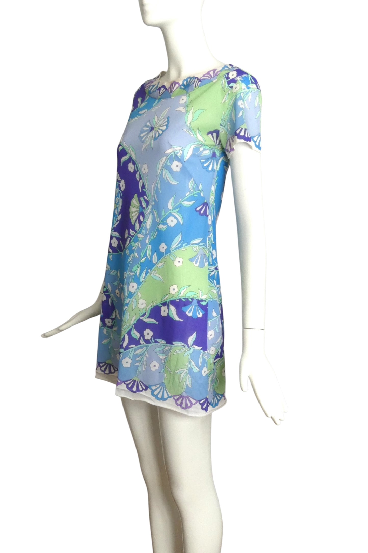 EMILIO PUCCI- 1960s Blue Printed Nylon Nightie, Size 2