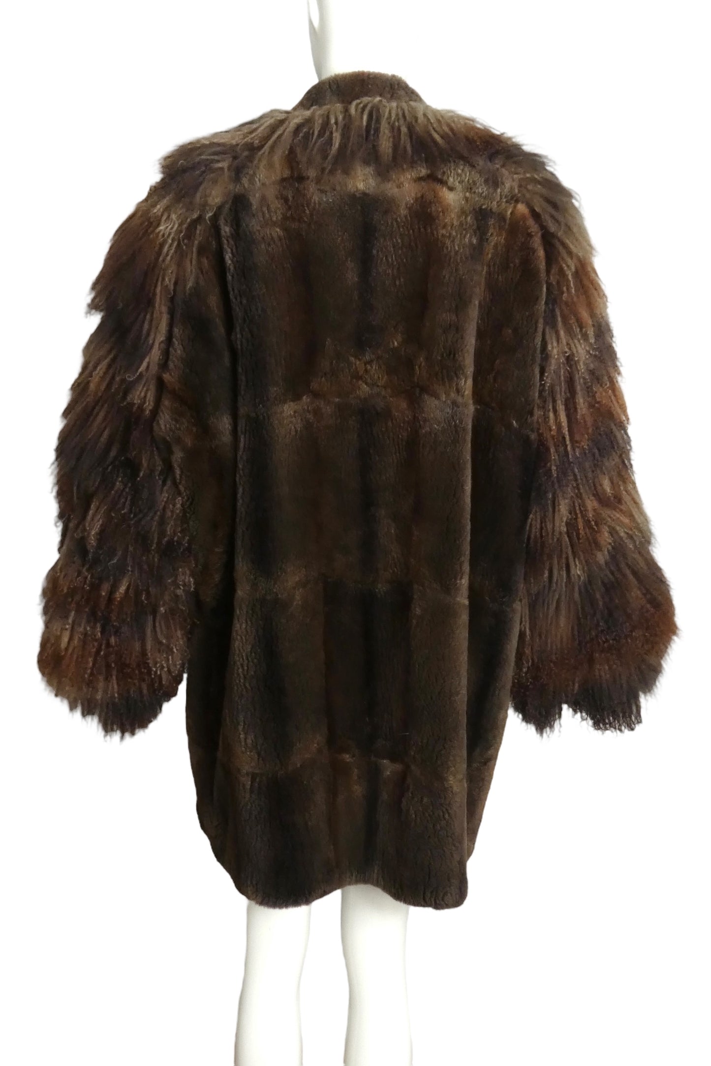 FENDI- 1984 Brown Curly Lamb Fur Coat, Size Large