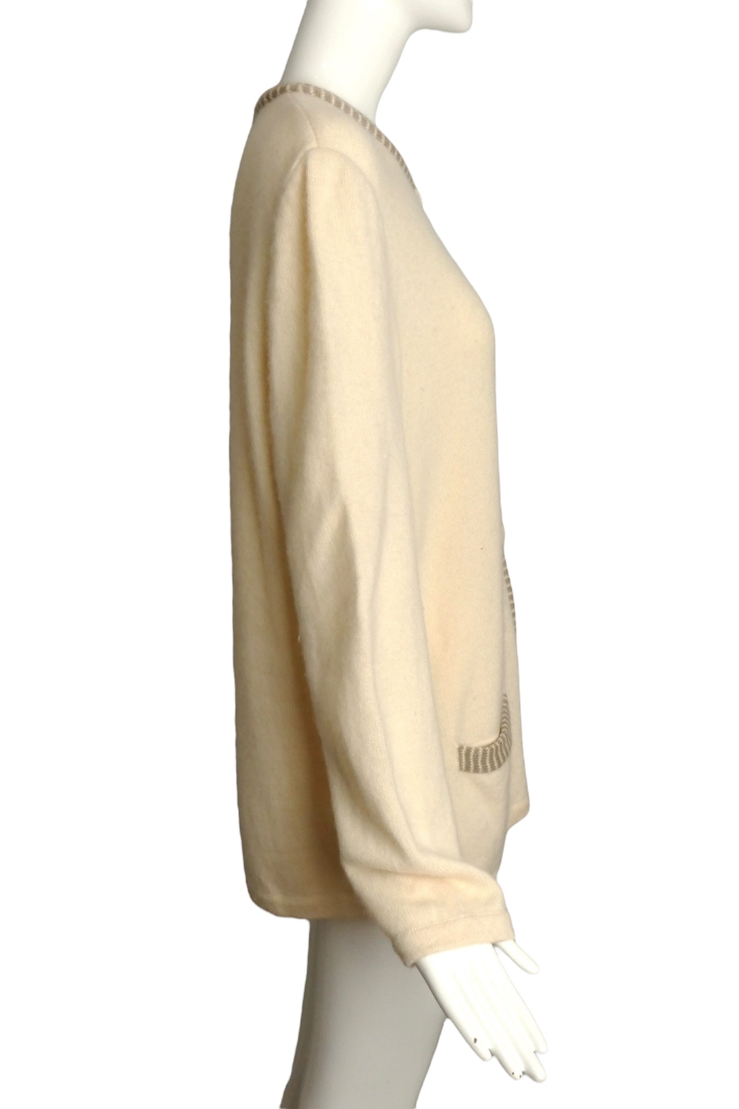 VALENTINO BOUTIQUE- 1990s Ivory Knit Cardigan Sweater, Size 12