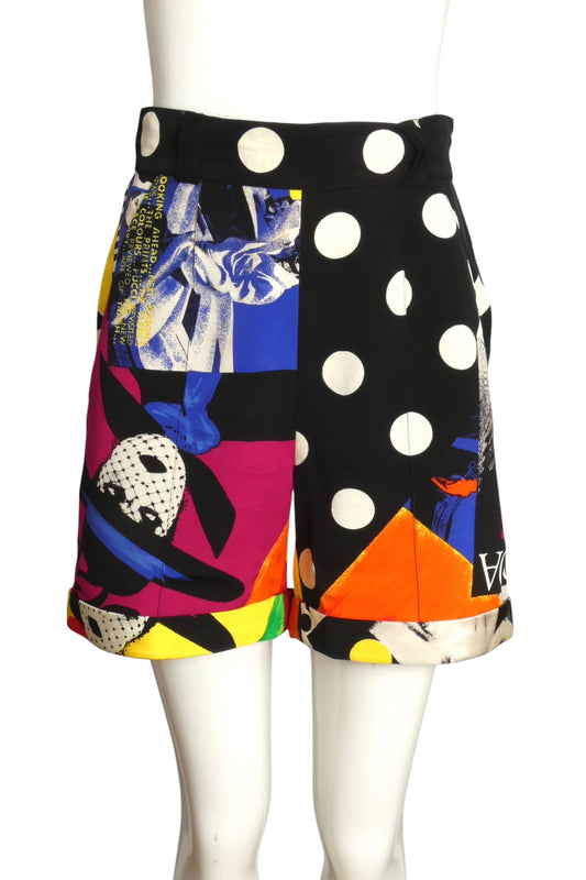 GIANNI VERSACE- 1991 Multi Color Rayon Shorts, Size 4