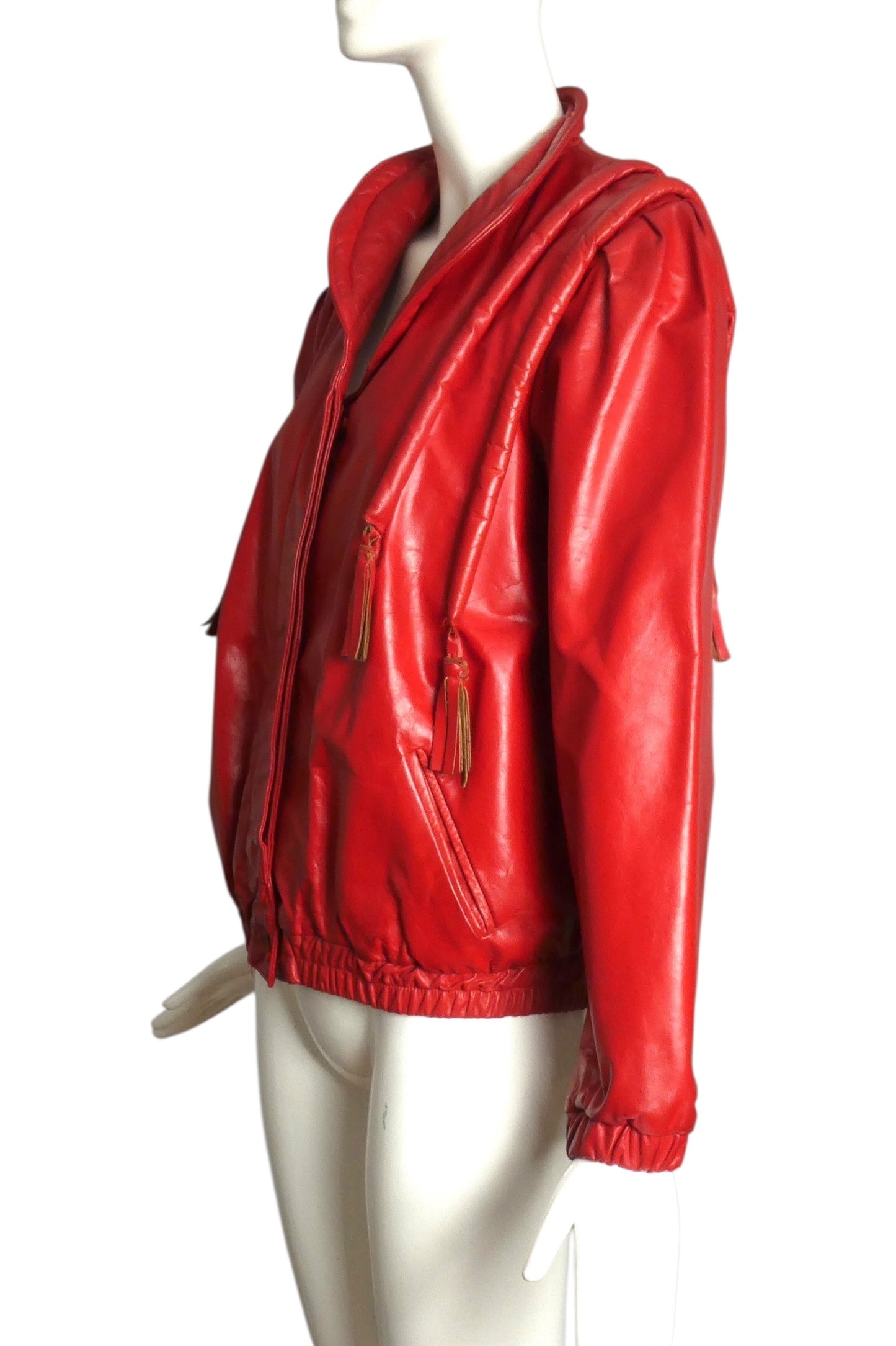 1980s Red Leather Jacket, Size 6