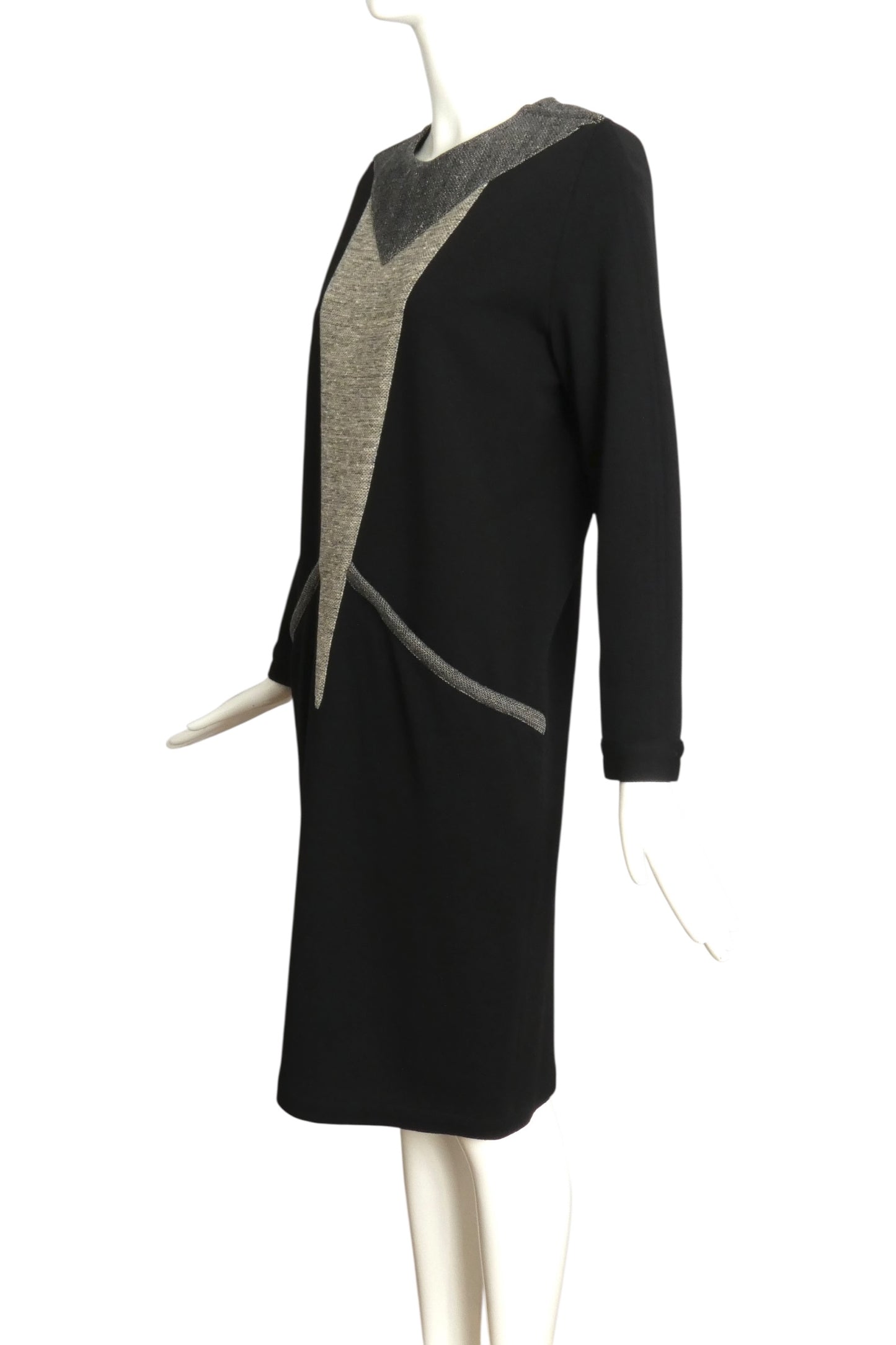 GIANNI VERSACE- 1980s Black & Grey Wool Knit Dress, Size 8