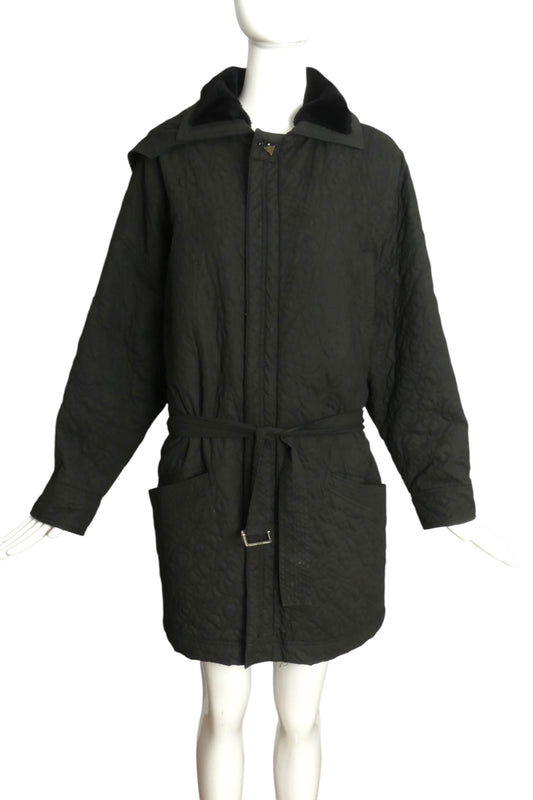 VERSUS VERSACE- 1990s Black Quilted Coat, Size 12