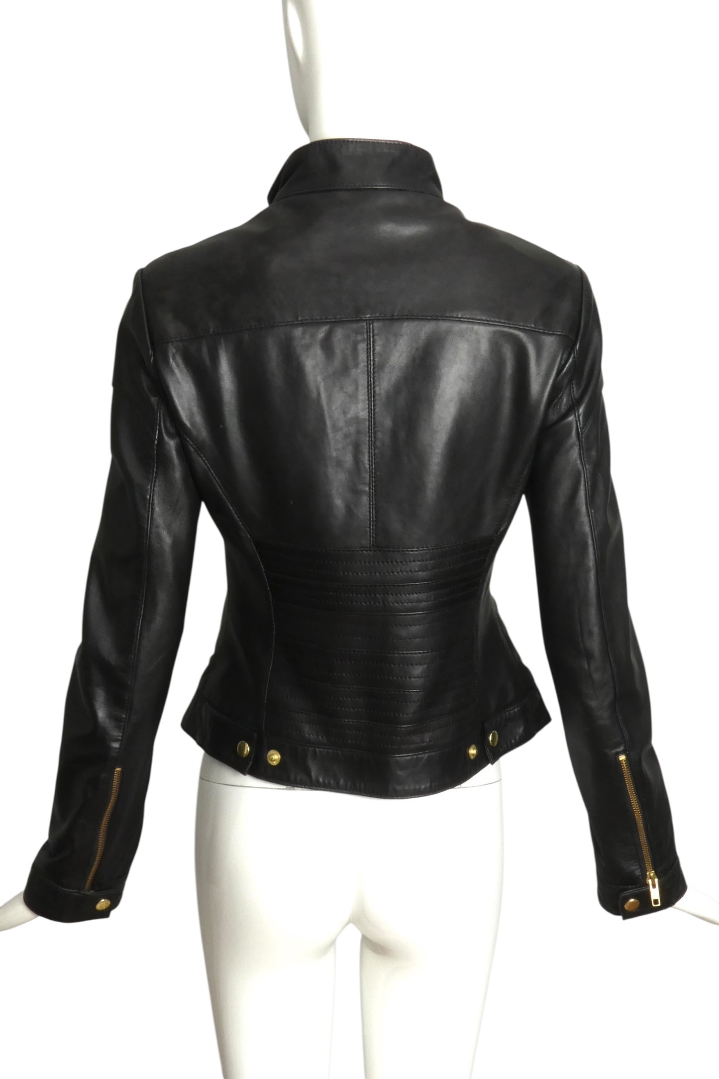 CHEAP & CHIC MOSCHINO- NWT Black Ruffle Leather Jacket, Size 6