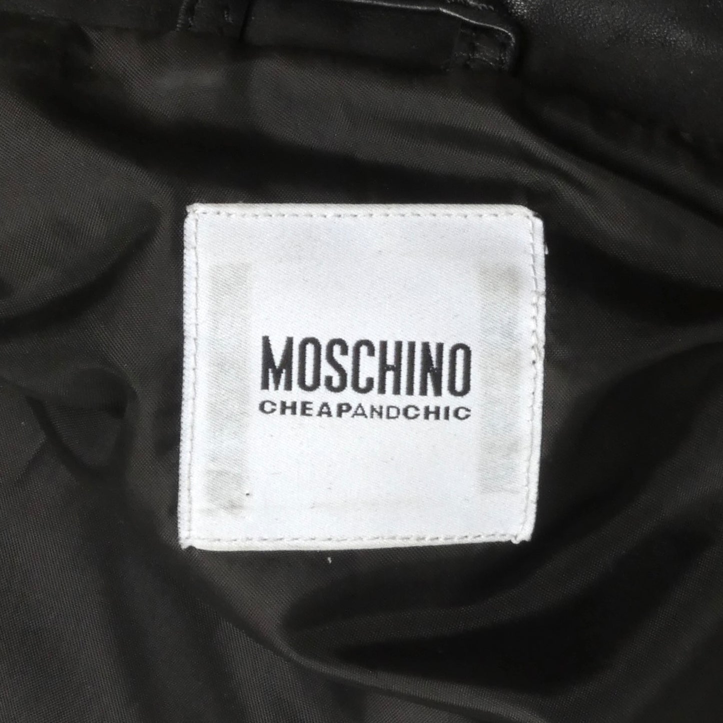 CHEAP & CHIC MOSCHINO- NWT Black Ruffle Leather Jacket, Size 6