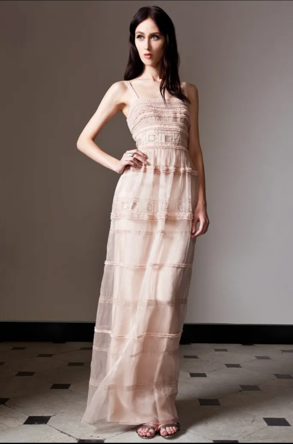 TEMPERLEY- NWT 2014 Pink Ruffled Organza Gown, Size 4